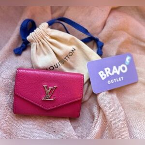 LOUIS VUITTON 🎀 Calfskin Leather My Lockme Compact Wallet Fuchsia Pink Trifold